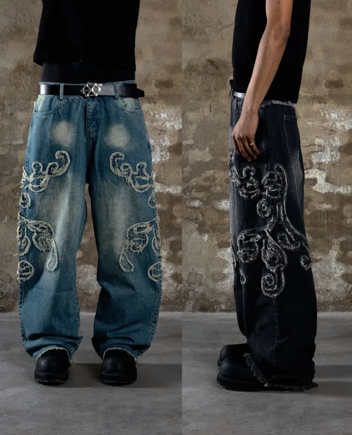 DAVRILSUPPLY Black Patch Denim Pants 3