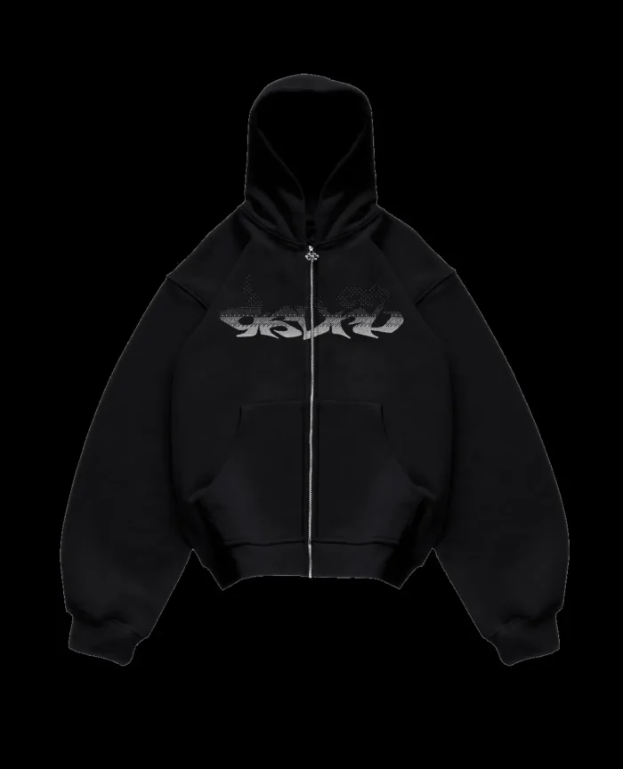 Davrilsupply Black Lunar Zip Hoodie Ultra Heavy 1